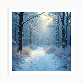 Gentle Snowfall Blanketing A Magical Woodland Landscape 1 Art Print