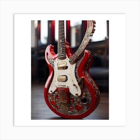 Heartstrings Monarchy Queen Of Hearts Guitar Elegance (14) Art Print