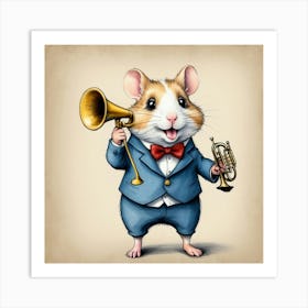 Hamster With Trumpet Art Print