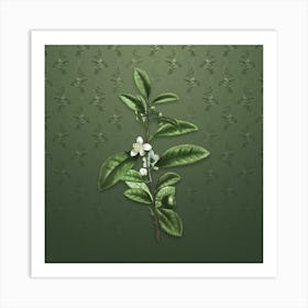 Vintage Tea Tree Botanical on Lunar Green Pattern n.1535 Art Print