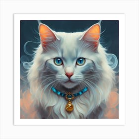 White Cat With Blue Eyes 1 Art Print