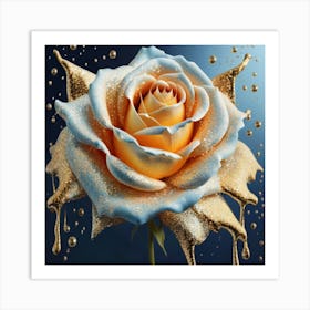 Gold plated white rose 6 Art Print