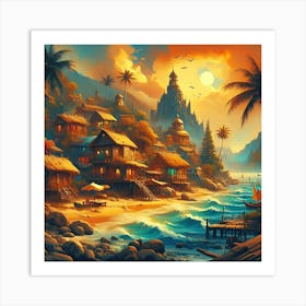 Beachside Village 3 Art Print