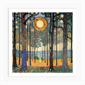 Moon In The Forest Art Print