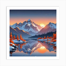 Mountain Lake Landscape Art Print (2) Art Print