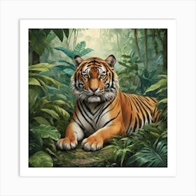 Tiger In The Jungle Art Print 2 1 Art Print