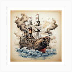 Ship In The Sea Art Print