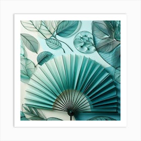 Fan of green-blue transparent leaves 6 Art Print