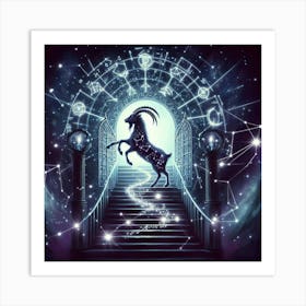 Goat In The Night Sky 8 Art Print