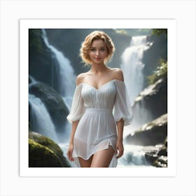 Beautiful Woman In A White Dress 2 Art Print