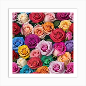 Colorful Roses Seamless Pattern 2 Art Print