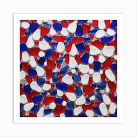 Red and blue and white glass pattern Art Print