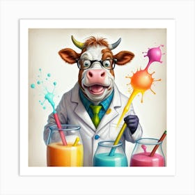 Cow In Lab Coat 1 Art Print