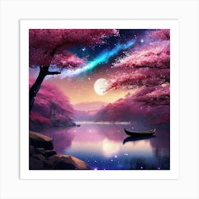 Cherry Blossoms At Night 9 Art Print