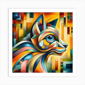 Abstract Cat Painting Art Print