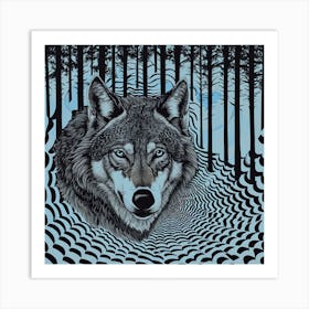 Wolf In The Forest 12 Art Print