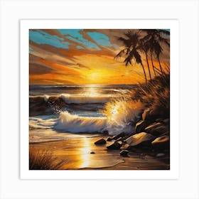 Sunset At The Beach 412 Art Print