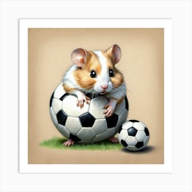 Hamster With Soccer Ball 3 Art Print