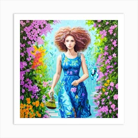 Girl In Blue Art Print