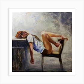 woman sitting art Art Print