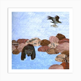 The Bear And The Eagle Square Art Print