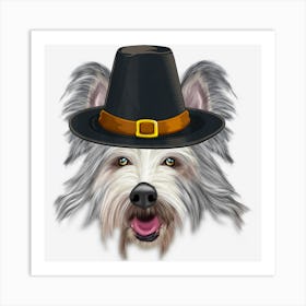 Berger Picard Wearing Pilgrim Hat Thanksgiving Art Print