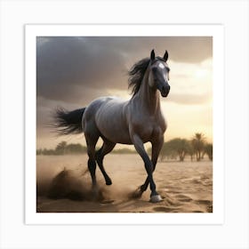 Horse Galloping In The Desert Art Print