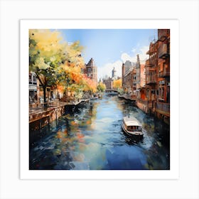 Golden Hour Reflections Amsterdam S Tranquil Canals In Summer Splendo Art Print