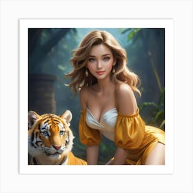 Tiger And Girl 10 Art Print