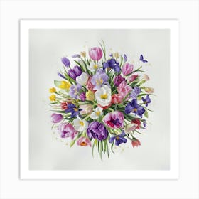 Watercolor Flowers Bouquet Art Print