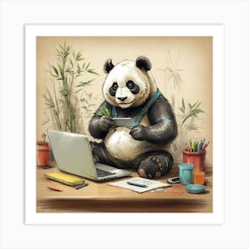 Panda Bear At Work 2 Art Print