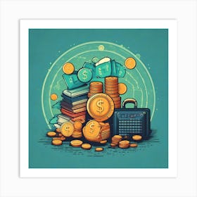 Firefly Finance, Illustration, Logo, Background, Icon, Money, Banking, Investment, Economy, Wealth, (8) Art Print