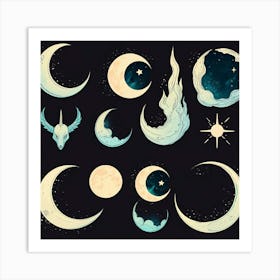 Moon And Stars 7 Art Print