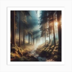 Sunrise In The Forest 1 Art Print