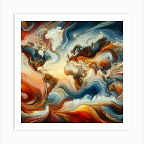 Abstract World Map 1 Art Print