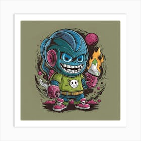 Cartoon Character Holding A Gun Art Print