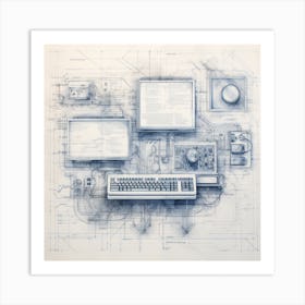 Igiracer Old Pc Blueprint 5 Art Print