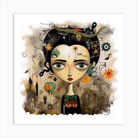 Girl With A Clock 1 Art Print