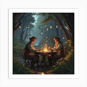 Two People At A Table Art Print