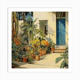 House With A Blue Door Art Print