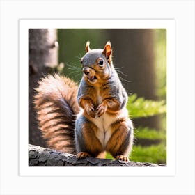 Squirrel On A Tree Branch 1 Art Print