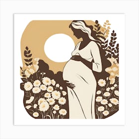 Pregnant Woman In The Field Art Print