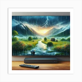 Landscape With Lightning Art Print