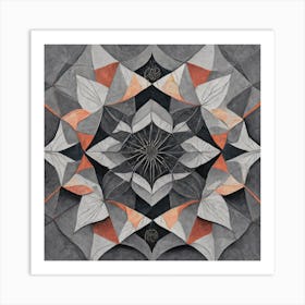 Firefly Beautiful Modern Detailed Floral Indian Mosaic Mandala Pattern In Neutral Gray, Charcoal, Si (3) Art Print