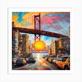 Sunlit Majesty Under The San Francisco Bridge Art Print
