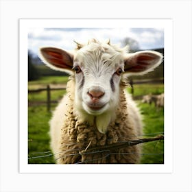 Fur Pet Cute Wool Farm Animal Wood Countryside Head Shot Country Head Graze Mammal Green (5) Art Print