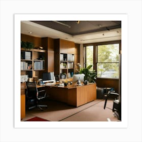 A Photo Of A Professional Office With A Desk And A (2) Art Print