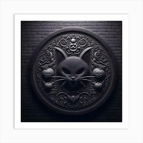 Halloween Cat On A Brick Wall Art Print