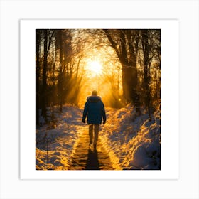 Man Walking In The Snow 1 Art Print