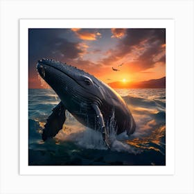 Humpback Whale At Sunset 1 Art Print